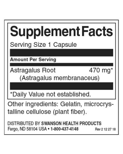 Astragalus Root, 470 mg, 100 капсули, Swanson - 2