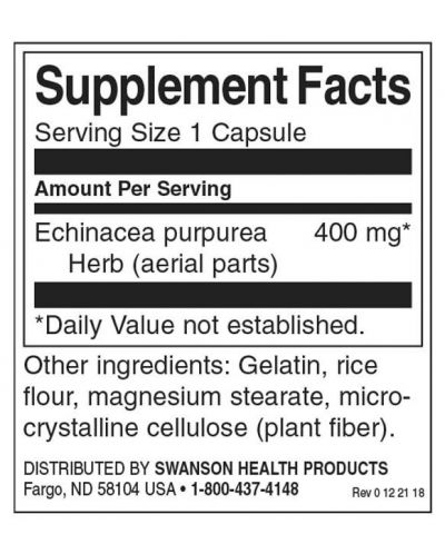 Echinacea, 400 mg, 100 капсули, Swanson - 2
