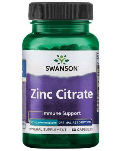 Zinc Citrate, 50 mg, 60 капсули, Swanson - 1