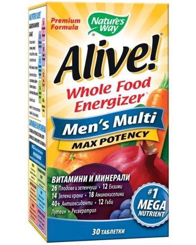 Alive Men's Multi Max Potency, 30 таблетки, Nature's Way - 1