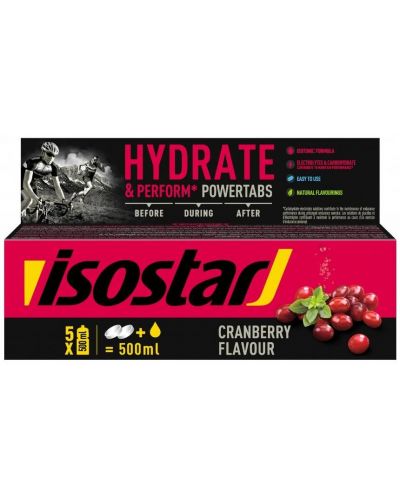 Hydrate & Perform Powertabs, cranberry, 10 ефервесцентни таблетки, Isostar - 1