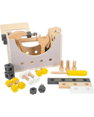 Игрален комплект Small Foot - Кутия с инструменти и мини работна маса 2 в 1 - 3