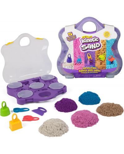 Игрален комплект Kinetic Sand - Куфарче с 5 вида пясък - 2