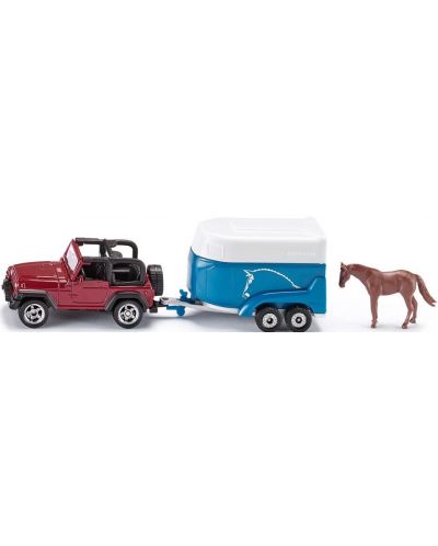Игрален комплект Siku - Jeep with horse trailer - 1