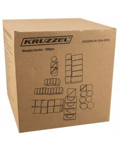 Игрален комплект Kruzzel - Дървени блокчета, 100 броя - 10