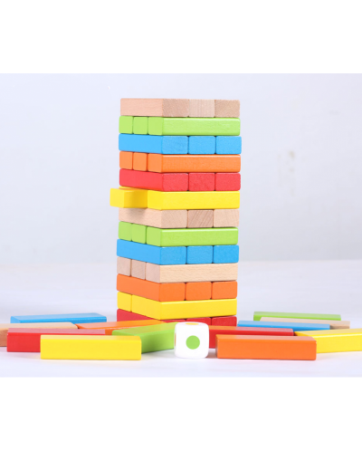 Игра с дървени блокчета Pino - Цветна Дженга - 7