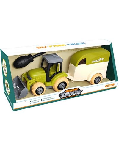 Игрален комплект Ocie - Farm Truck, Сглобяем трактор с ремарке и кон - 1