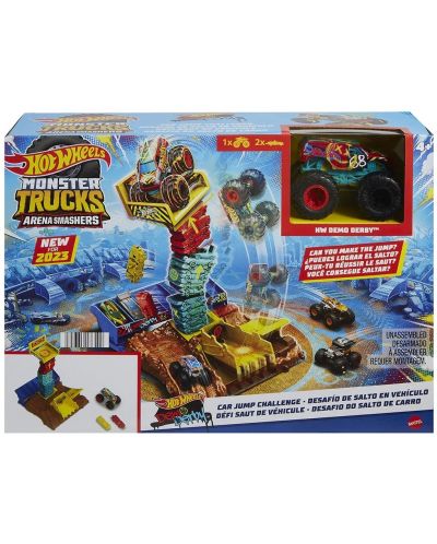 Игрален комплект Hot Wheels Monster Trucks - Car Jump Challenge: Световна арена, полуфинал - 1