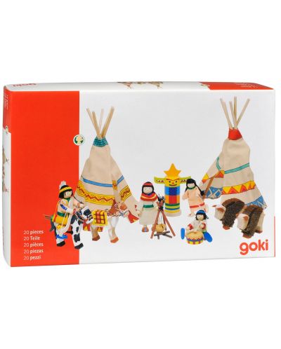 Игрален комплект Goki - Гъвкави кукли, Индиански лагер - 2
