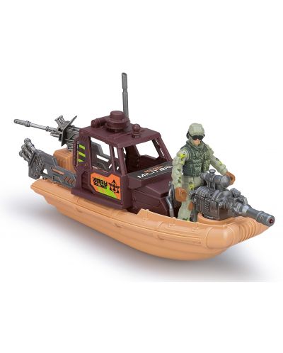 Игрален комплект RS Toys - Бойна лодка с войник и аксесоари, със звуци и светлини - 2
