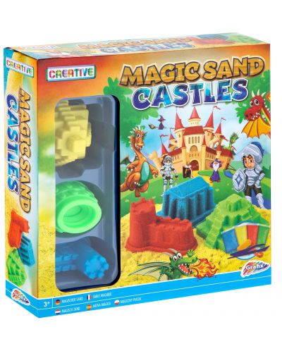 Игрален комплект Grafix - Магически пясък с формички, Замък, асортимент - 1