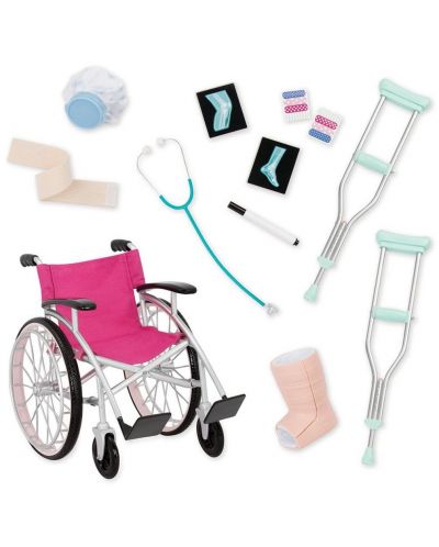 Игрален комплект Battat Our Generation - Инвалидна количка и аксесоари за кукла - 1