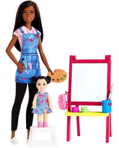 Игрален комплект Barbie - Барби учител по рисуване, брюнетка - 2