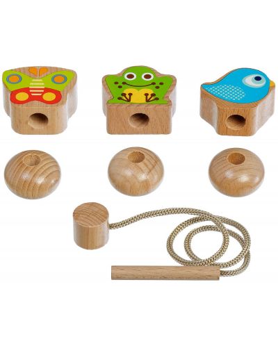 Дървена играчка за нанизване Lucy&Leo - С три фигурки - 1