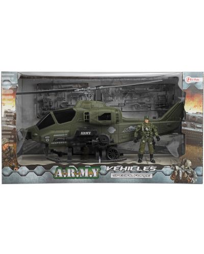 Игрален комплект Toi Toys - Боен хеликоптер с войник - 1