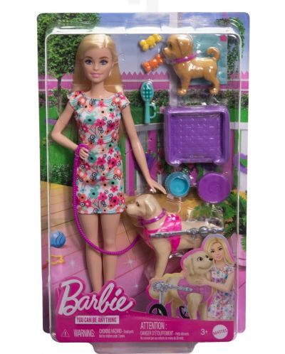 Игрален комплект Barbie - Барби с кученца и куче в инвалидна количка - 4