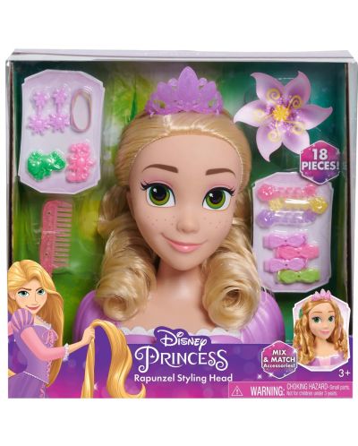 Игрален комплект Just Play Disney Princess - Манекен за прически Рапунцел, с 18 aксесоара - 1