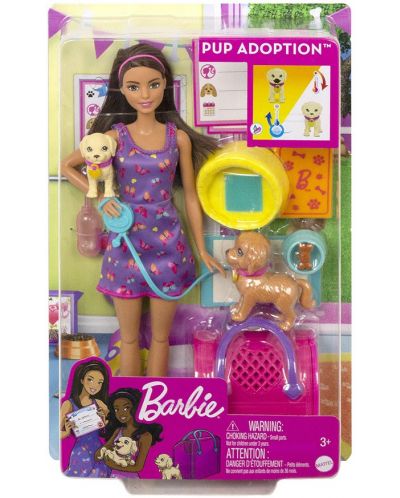 Игрален комплект Barbie - Кукла с кученце за осиновяване - 1
