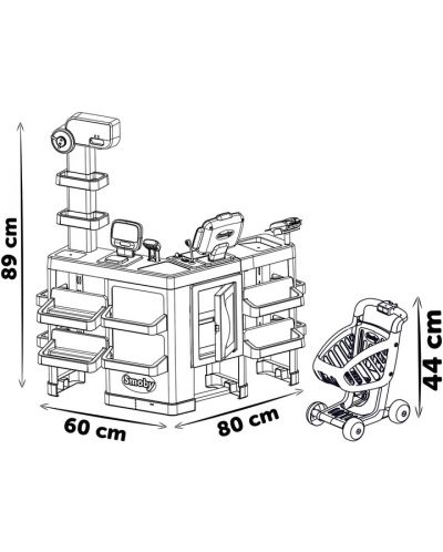 Игрален комплект Smoby - Супермаркет, с аксесоари и количка за пазаруване - 8