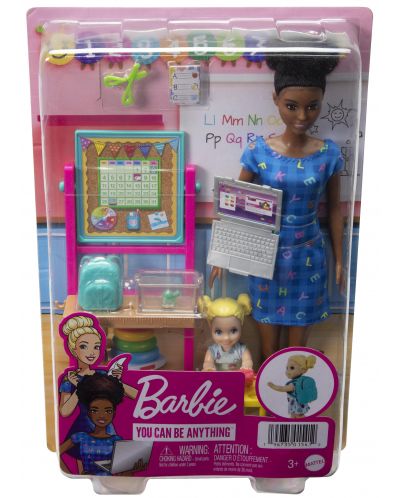 Игрален комплект Barbie You can be anything - Учителка с черна коса и лаптоп - 6