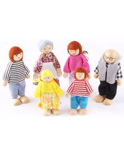 Игрален комплект Smart Baby - Семейство дървени кукли, 6 броя - 1