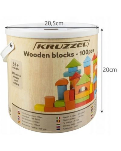 Игрален комплект Kruzzel - Дървени блокчета, 100 броя - 2