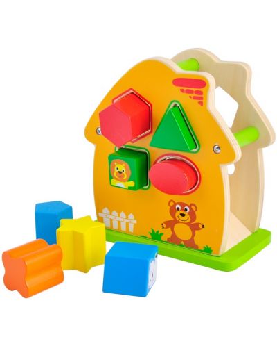 Игрален комплект Acool Toy - Дървена къщичка с животни, сортер - 1