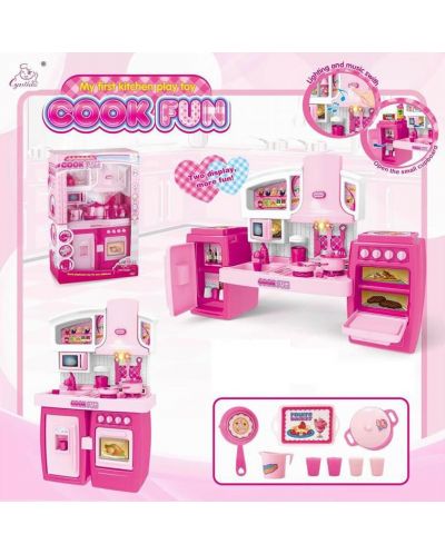 Игрален комплект Raya Toys - Детска кухня Cook Fun, с музика и светлини - 2