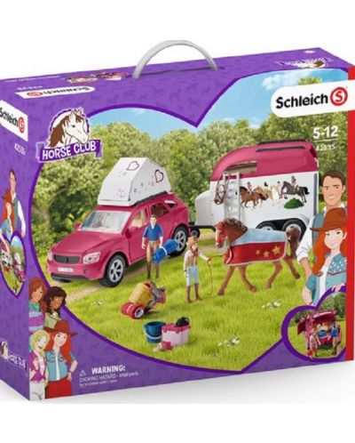 Игрален комплект Schleich Horse Club - Конен лагер с кола и ремарке - 1