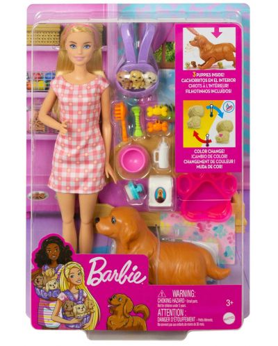 Игрален комплект Barbie - Барби, с новородени кученца и аксесоари - 1