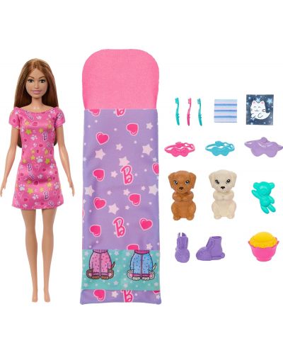 Игрален комплект Barbie Color Change - Пижамено парти с кученцaта на Барби - 2