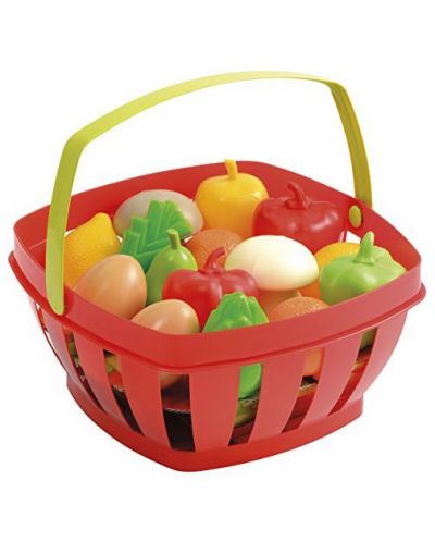 Игрален комплект Ecoiffier - Кошница с плодове и зеленчуци, 15 части, Асортимент - 1