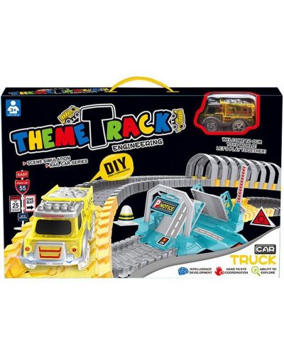 Игрален комплект Felyx Toys - Писта със светещо камионче, тунел, 169 части - 1