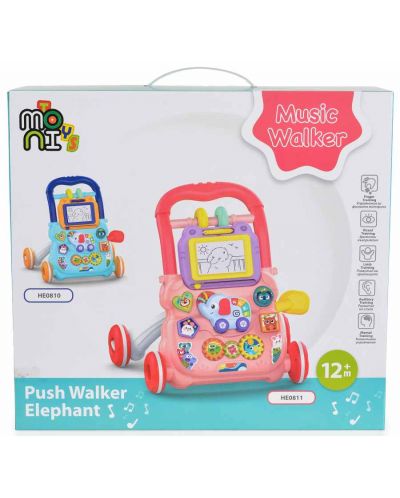 Играчка за прохождане Moni Toys - Elephant, розова - 5