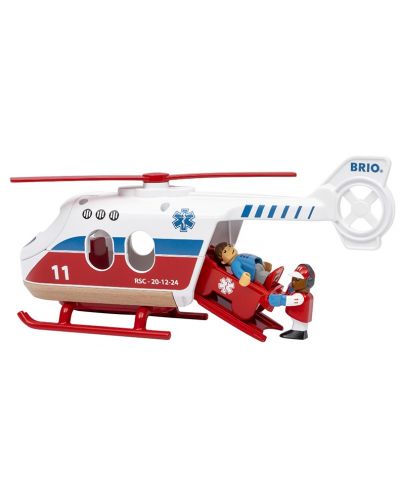 Игрален комплект Brio World - Спасителен хеликоптер, с фигурки - 4