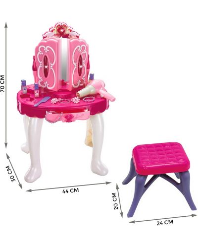 Игрален комплект Baby Mix - Тоалетка със столче и аксесоари, Аманда - 5