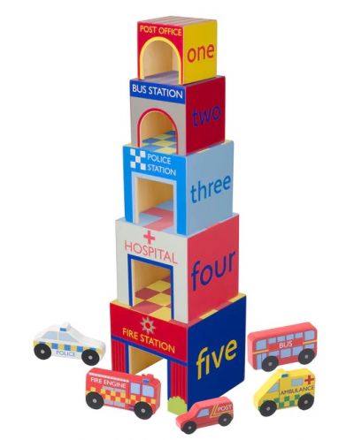 Игрален комплект Orange Tree Toys - Кубчета и колички - 2