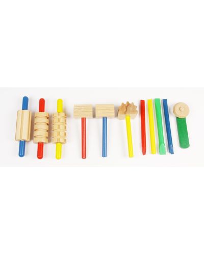 Игрален комплект Smart Baby - Дървени инструменти за пластилин, 12 части - 2