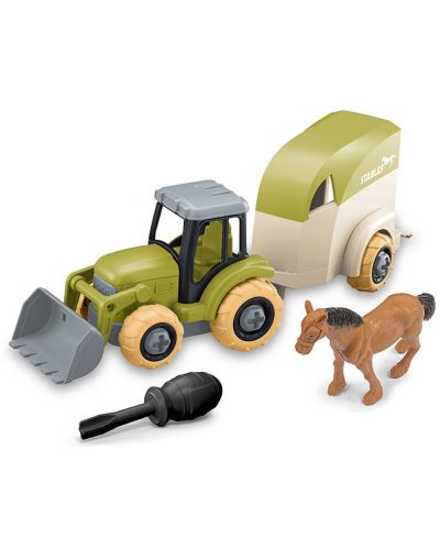 Игрален комплект Ocie - Farm Truck, Сглобяем трактор с ремарке и кон - 2