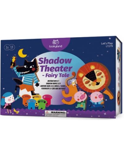 Игрален комплект Tooky Toy - Театър със сенки и фенерче, Приказен свят - 1