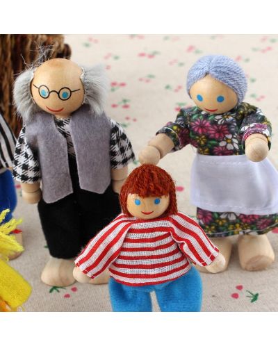Игрален комплект Smart Baby - Семейство дървени кукли, 6 броя - 2