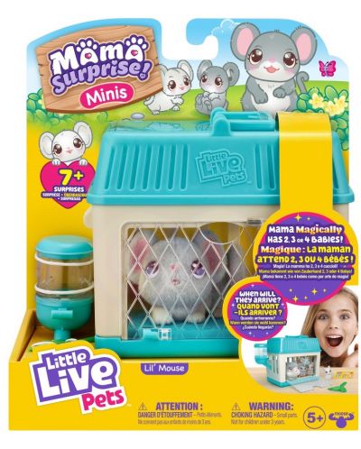 Игрален комплект Moose Little Live Pets - Къщичка с мишле с бебета и изненади - 1