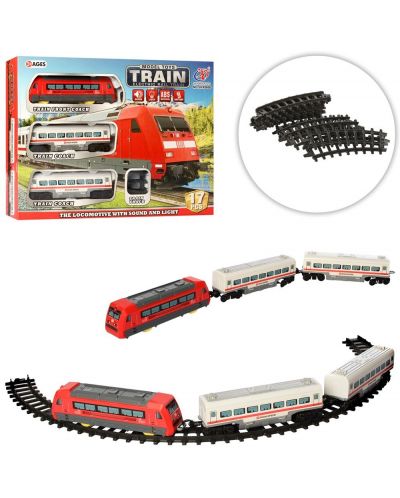 Игрален комплект Raya Toys - Влак на батерии Express с релси, червен - 1