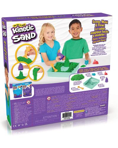 Игрален комплект Kinetic Sand - Пясъчник с аксесоари и зелен кинетичен пясък - 7