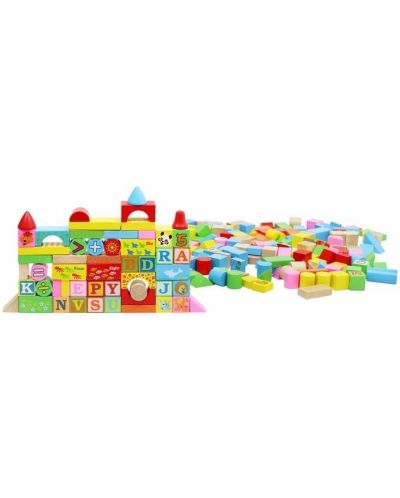 Игрален комплект Kruzzel - Цветни дървени блокове в кутия-сортер - 4
