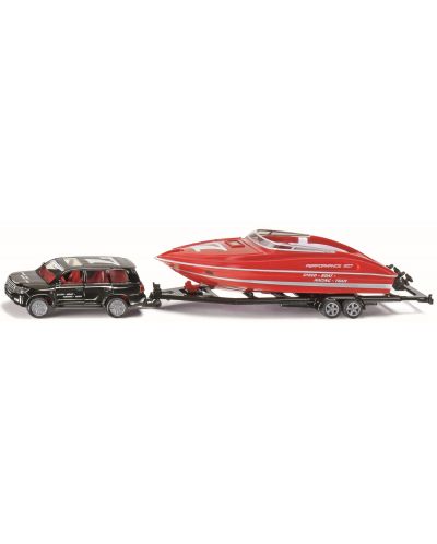 Метална играчка Siku Super - Тойота Ленд Крузър с ремарке и моторница, 1:55 - 1