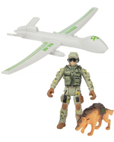 Игрален комплект Toi Toys Alfafox - Войник с куче и самолет - 1