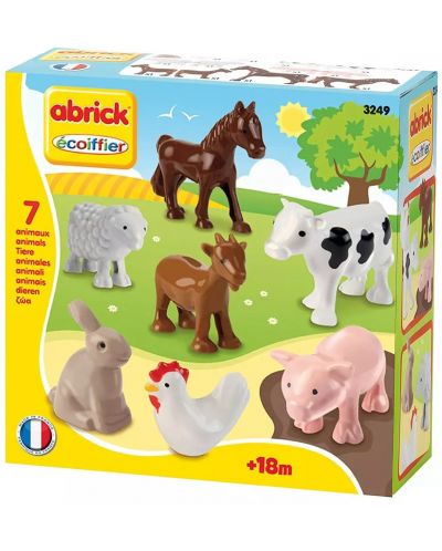 Игрален комплект Ecoiffier Abrick - Животните от фермата, 7 броя - 1