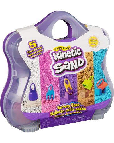 Игрален комплект Kinetic Sand - Куфарче с 5 вида пясък - 1