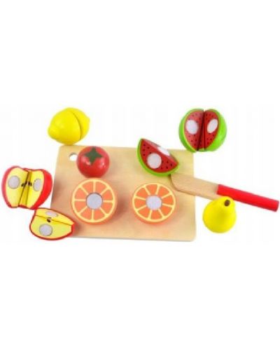 Игрален комплект Acool Toy - Дървени плодове за рязане, 6 броя - 1
